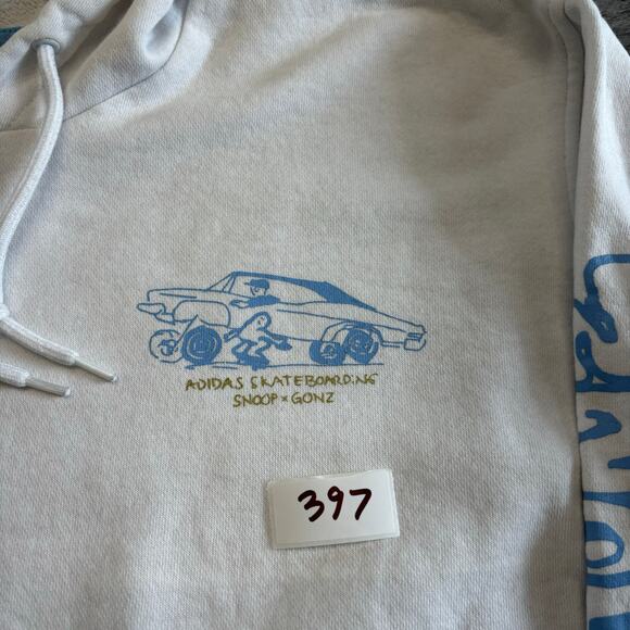 Adidas Snoop X Gonz Skateboarding White Blue Mens L Skater Hoodie Streetwear - Picture 8 of 10